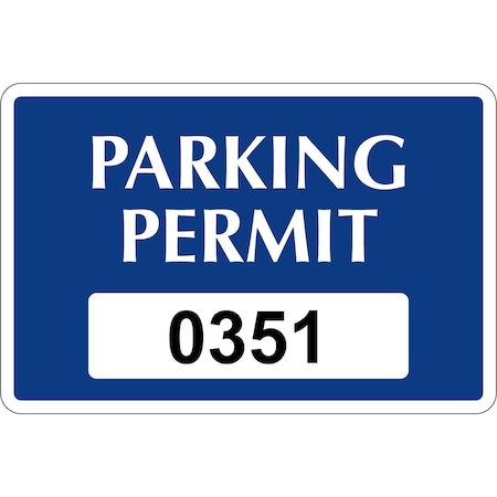 Lustre-Cal Repositionable Parking Permit Dark Blue 3in x 2in  Serialized 351-400, 50PK 253411Py1Bd0351